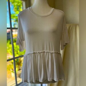 Cream Cotton Women's Top w/Asymmetric Babydoll Bottom